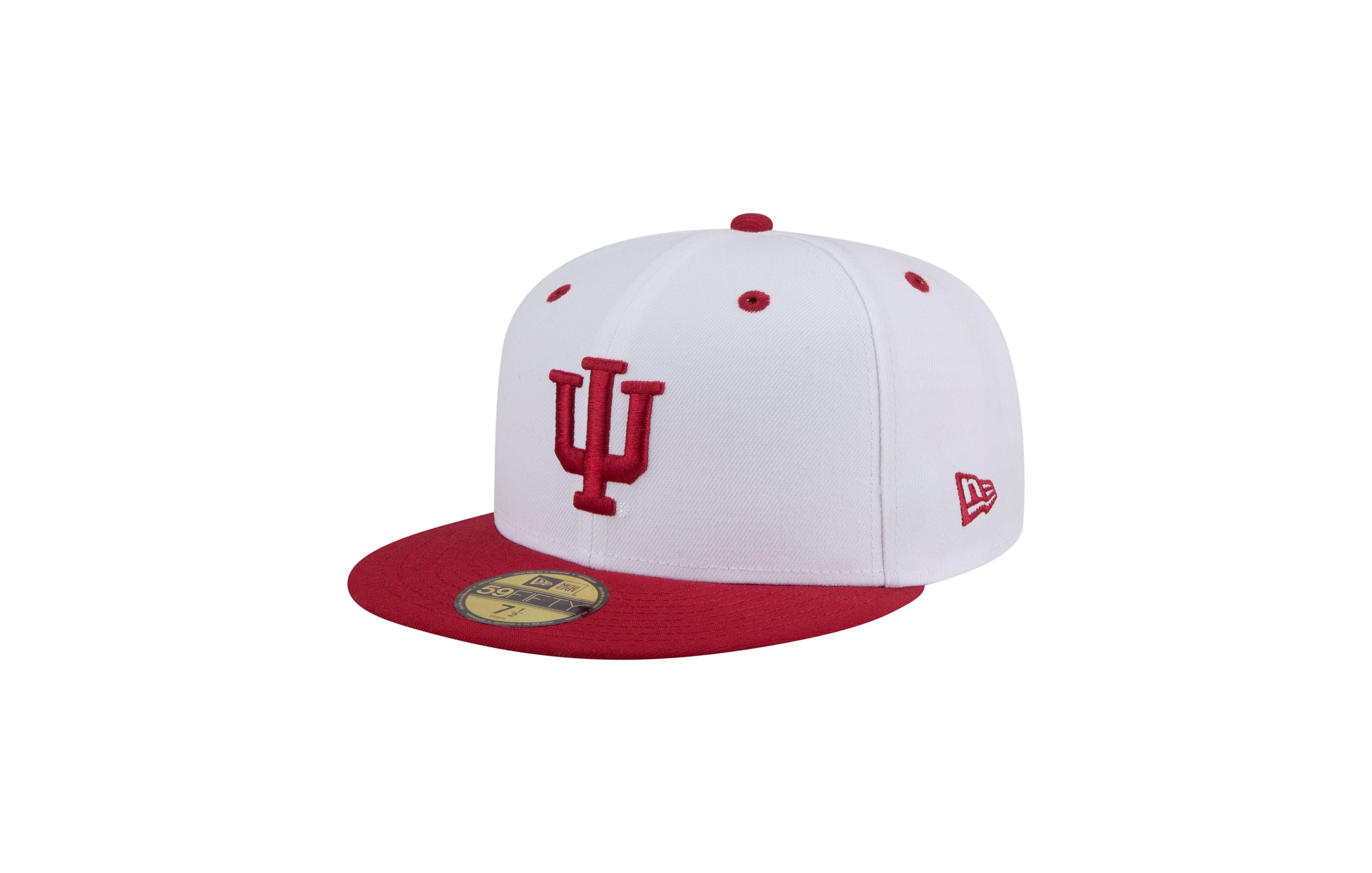 New Era Men's White/Crimson Indiana Hoosiers On-Field Baseball Fitted Hat