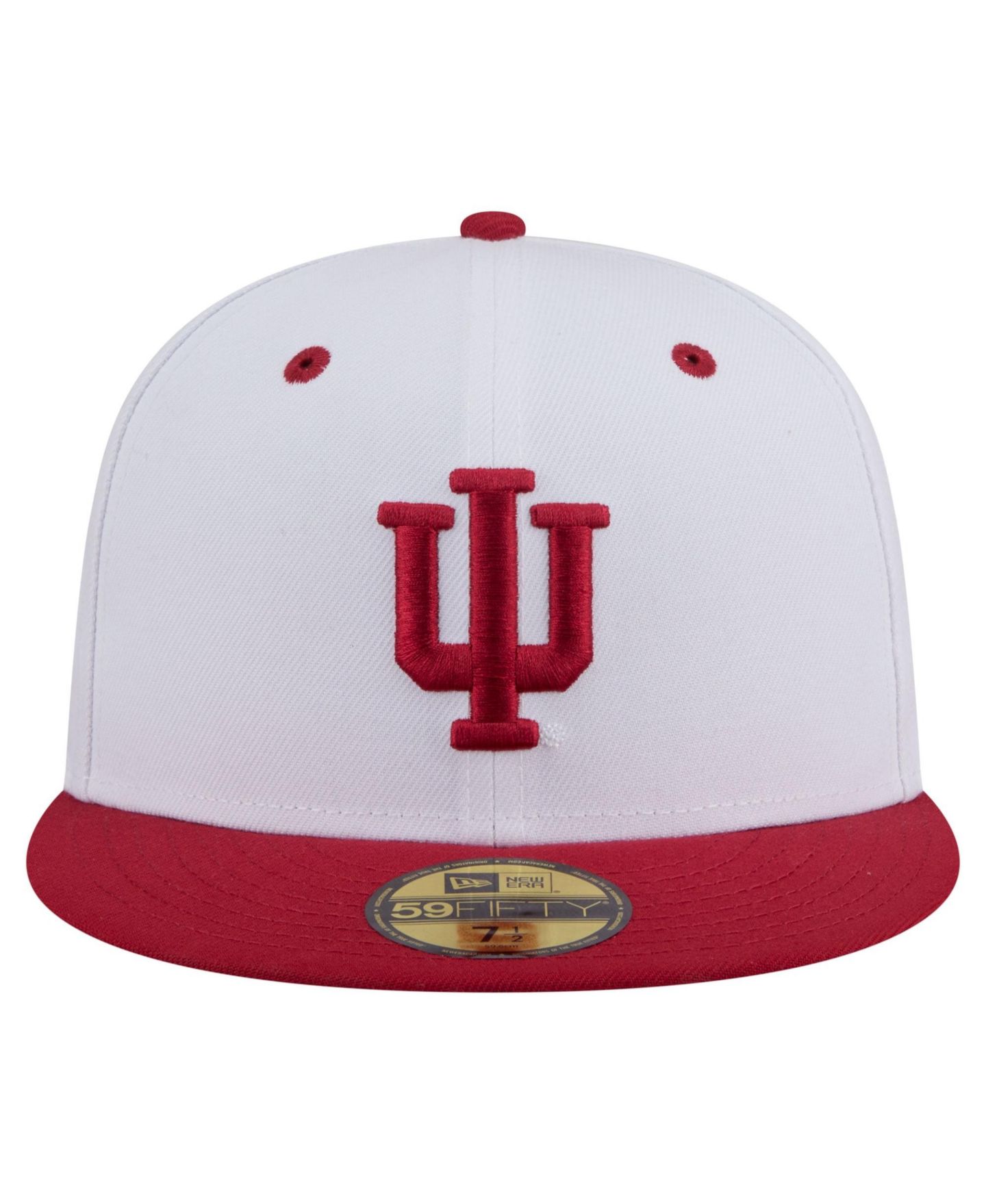 Мужская кепка New Era White/Crimson Indiana Hoosiers On-Field Baseball Fitted Hat — фото 2