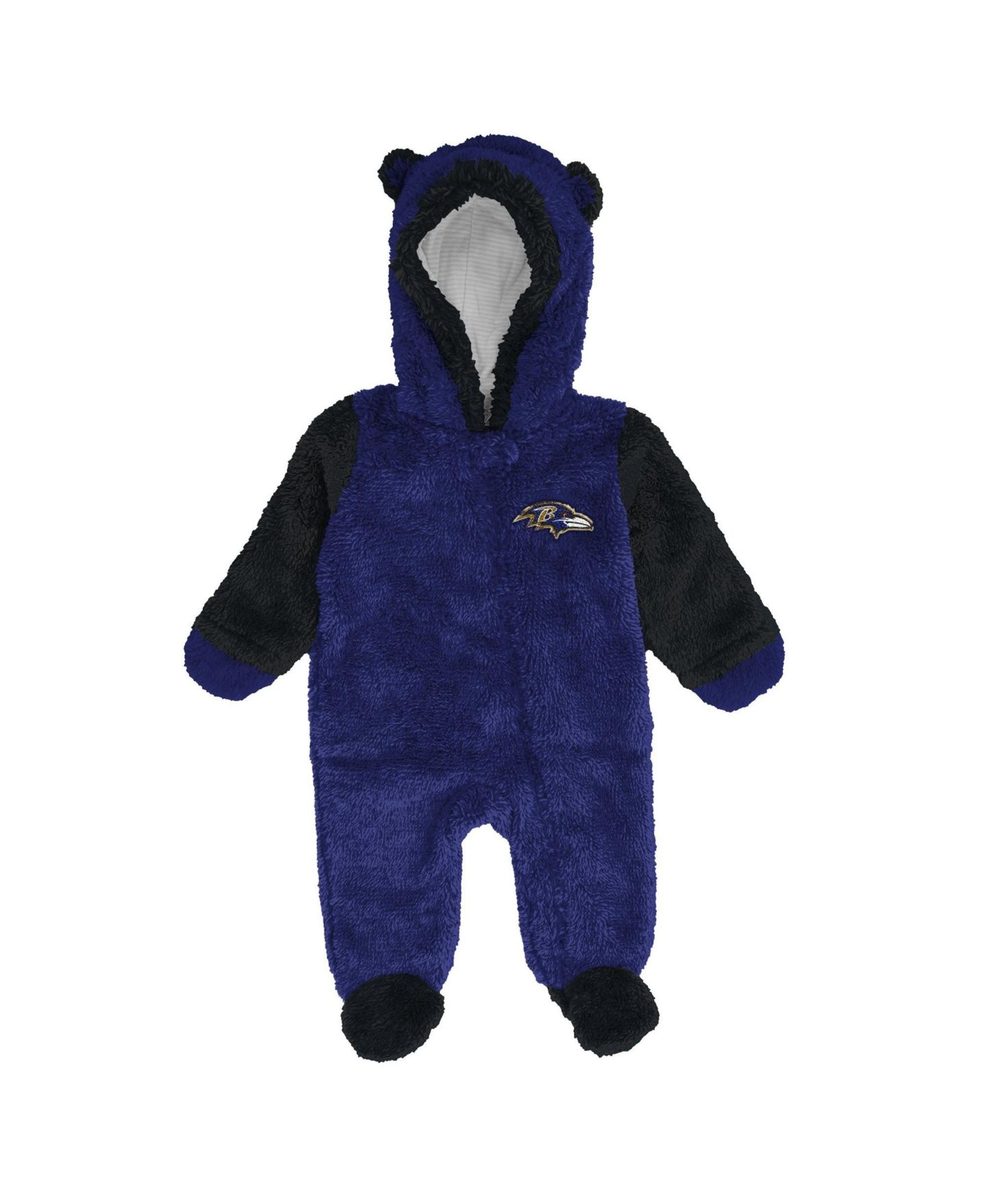 Outerstuff Baby Boys and Girls Purple Baltimore Ravens Teddy Fleece Bunting Full-Zip Sleeper — фото 3