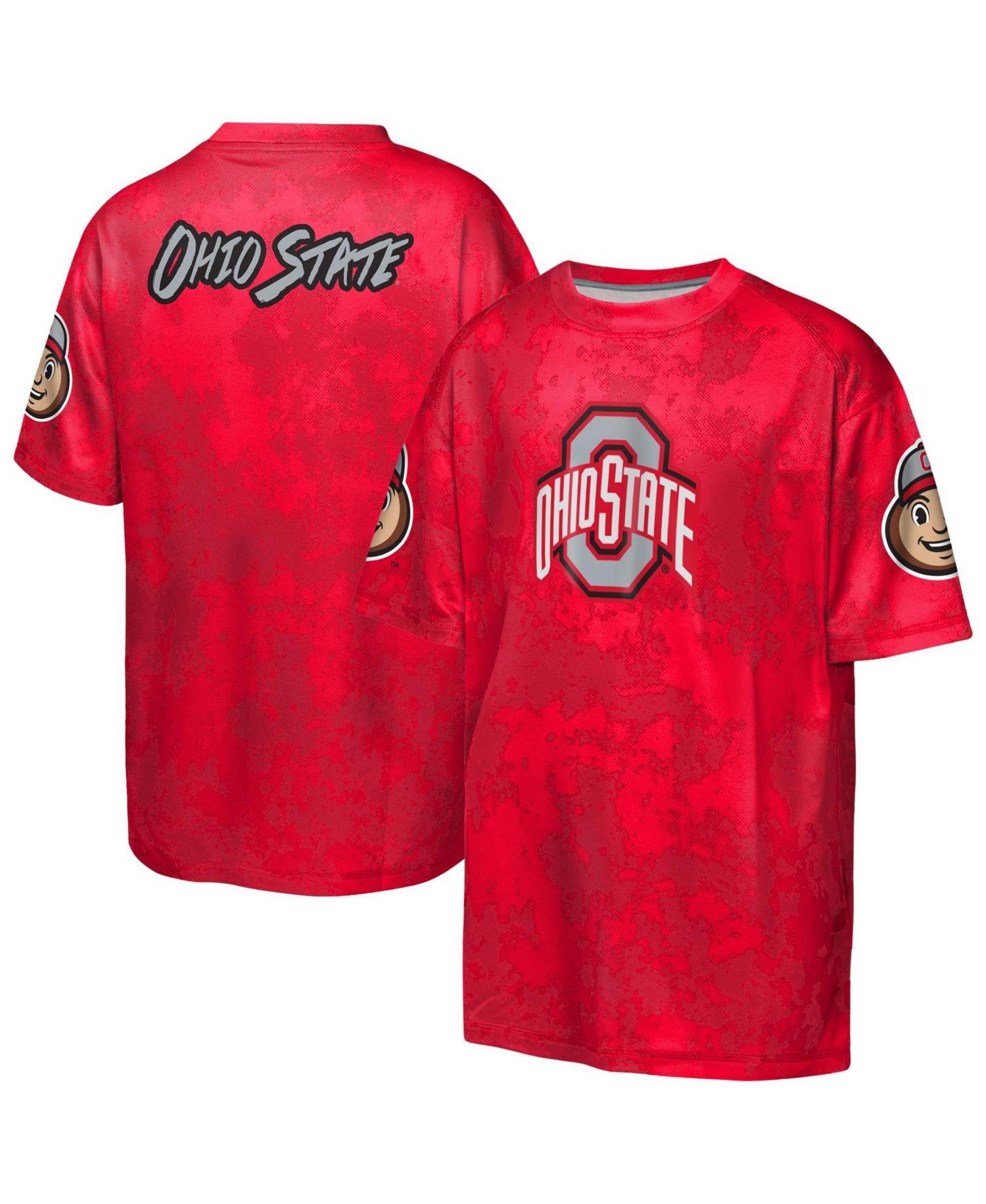 Big Boys and Girls Scarlet Ohio State Buckeyes Off-Side Sublimated T-Shirt
