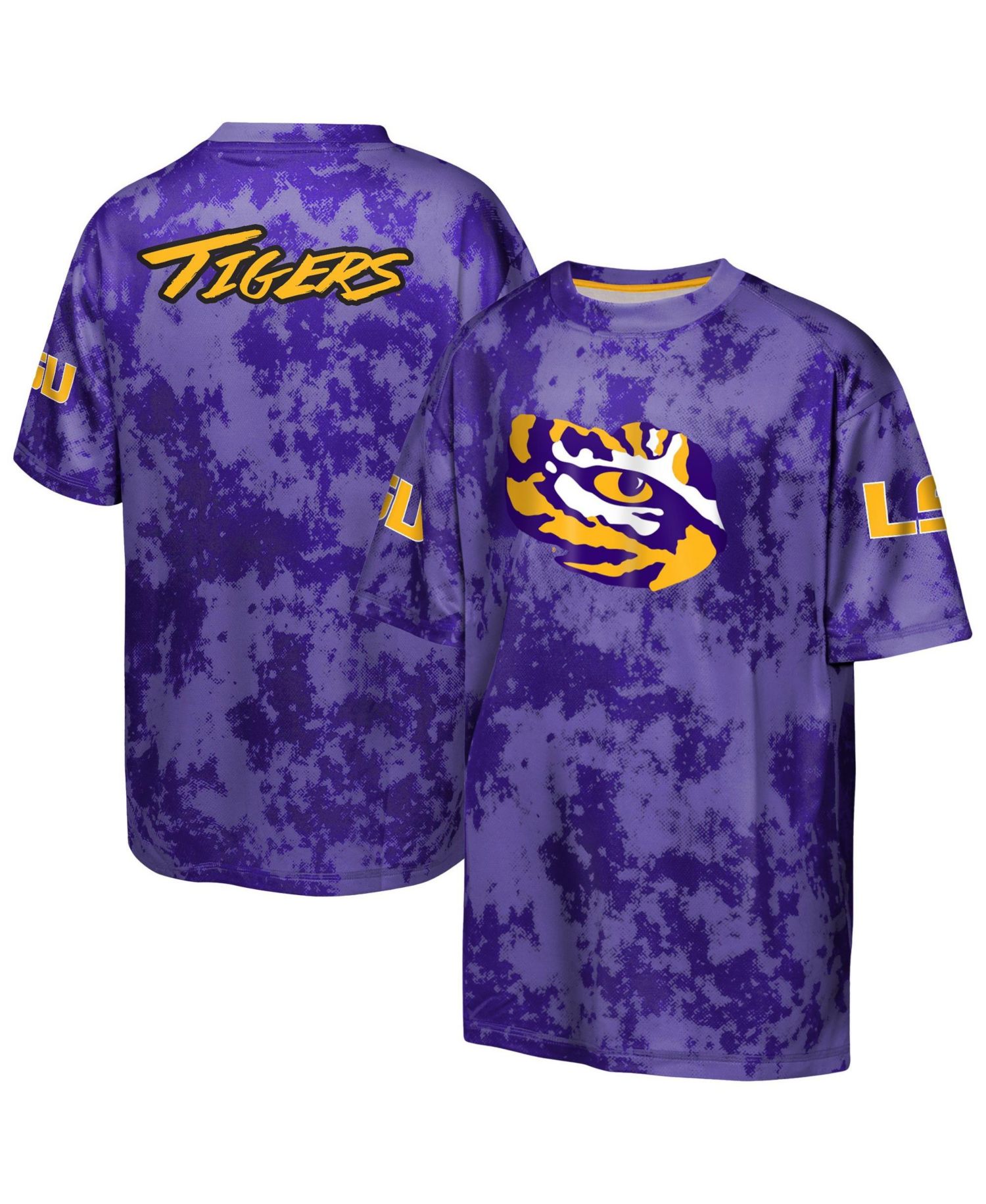 Big Boys and Girls Purple LSU Tigers Off-Side Sublimated T-Shirt