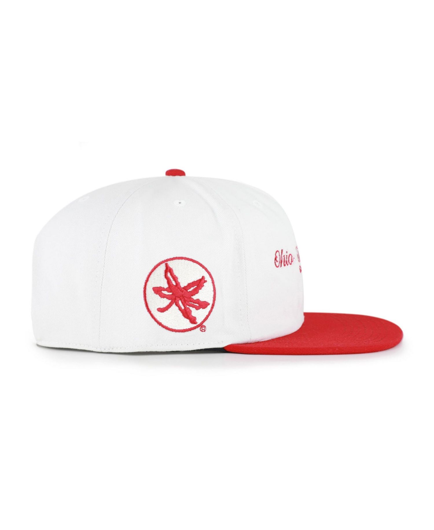 Men's '47 White/Scarlet Ohio State Buckeyes Script Stack Relaxed Captain Adjustable Hat