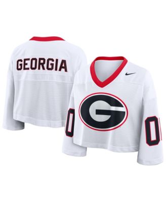 Women's White Georgia Bulldogs Oversized Logo Cropped Fashion Jersey