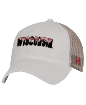 Men's Cream Wisconsin Badgers College Essentials Adjustable Trucker Hat