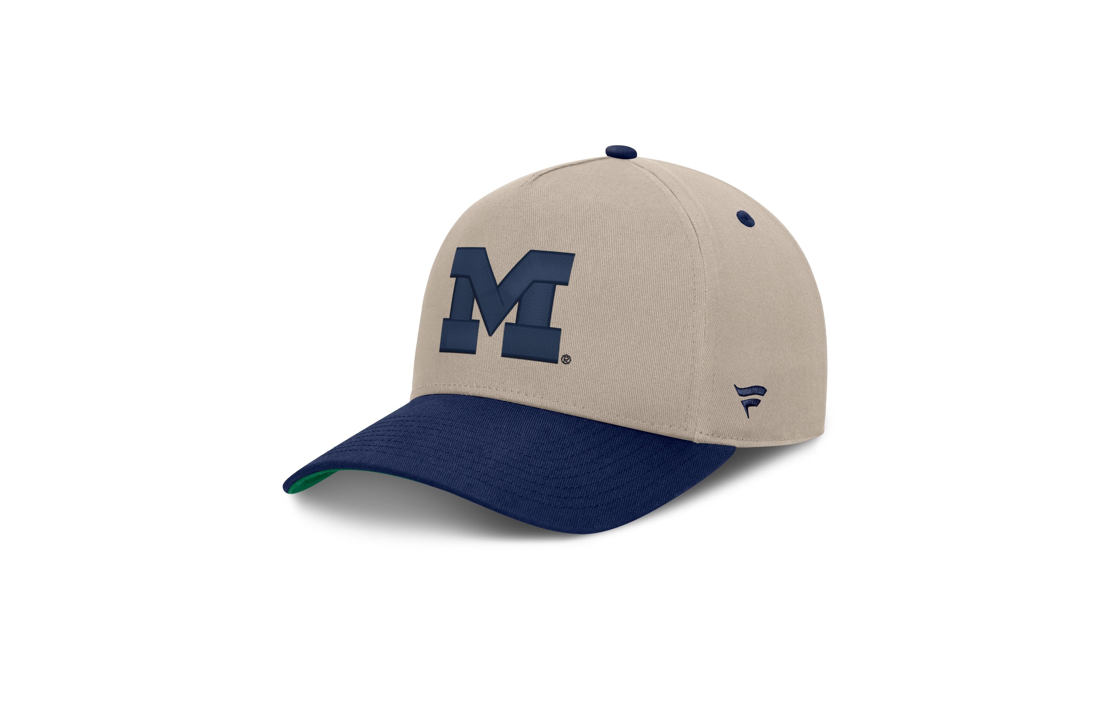 Fanatics Men's Stone/Navy Michigan Wolverines Veteran Two-Tone Adjustable Hat