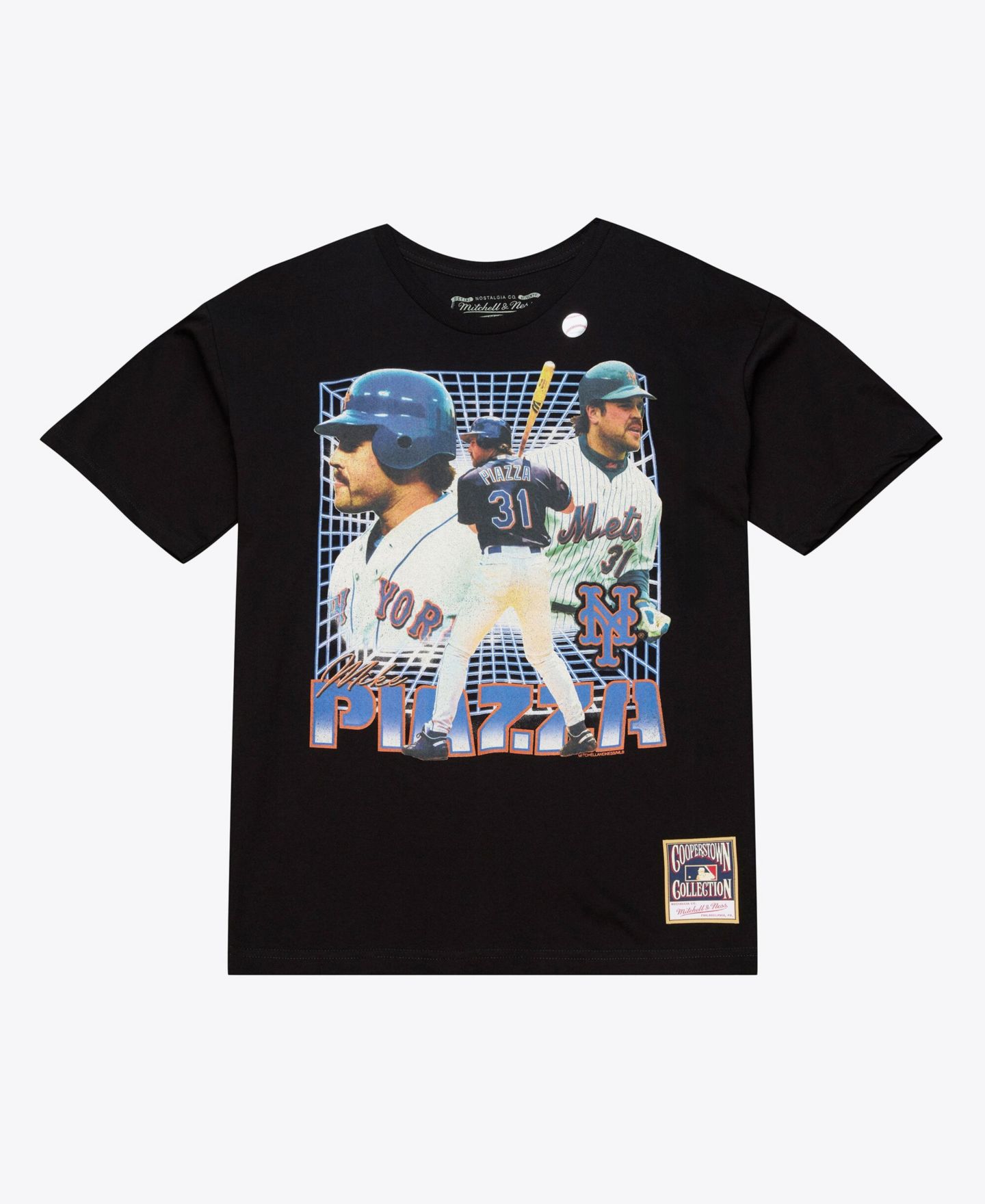 Мужская футболка Mitchell & Ness Mike Piazza Black New York Mets Legendary Collage Player — фото 1