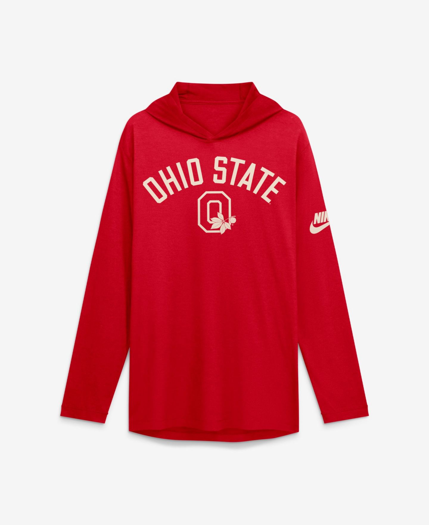 Мужская футболка Nike Scarlet Ohio State Buckeyes Legacy Arch Tri-Blend Long Sleeve Hooded — фото 1