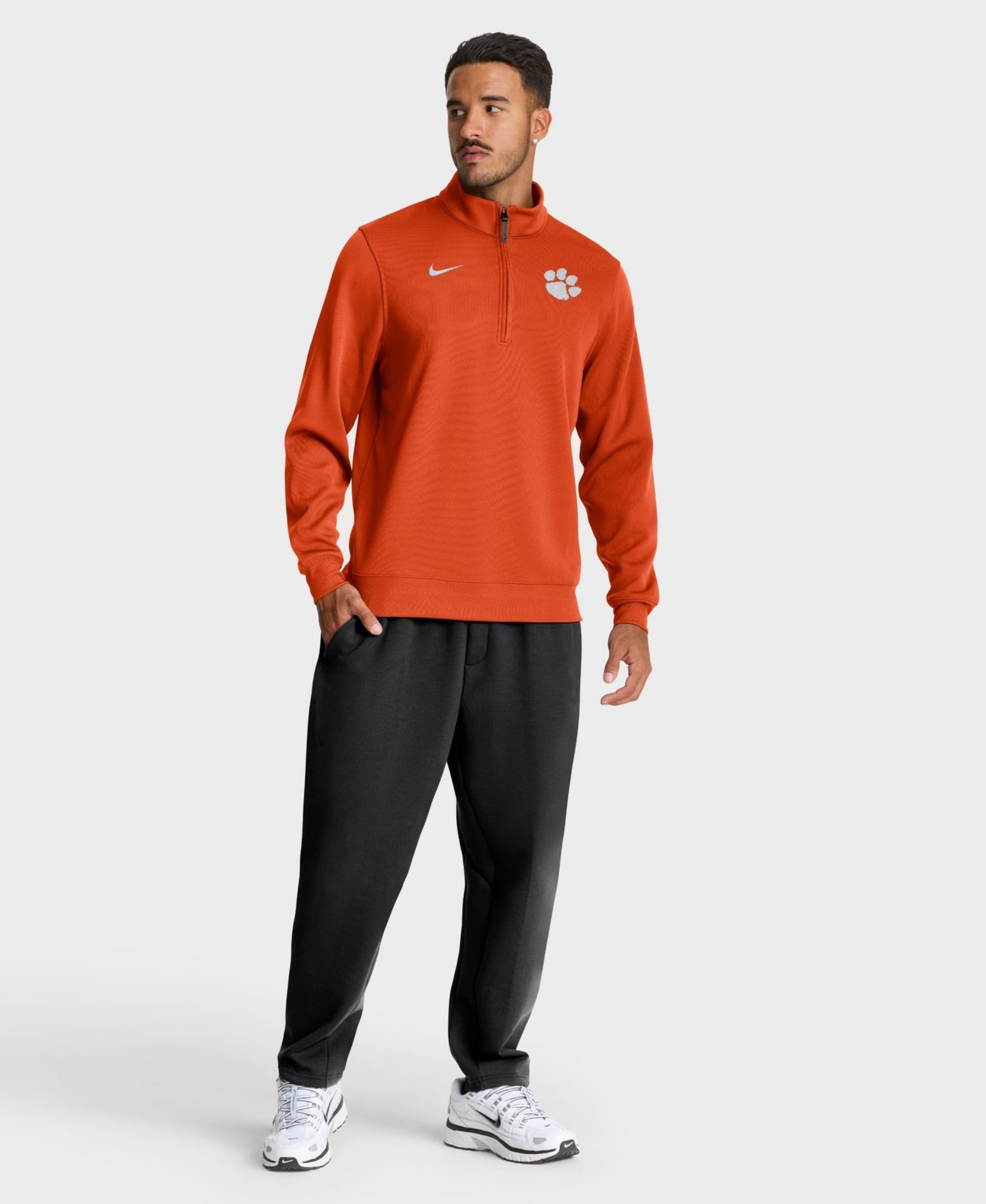 Men's Orange Clemson Tigers Coaches Premium Dri-FIT Half-Zip Pullover