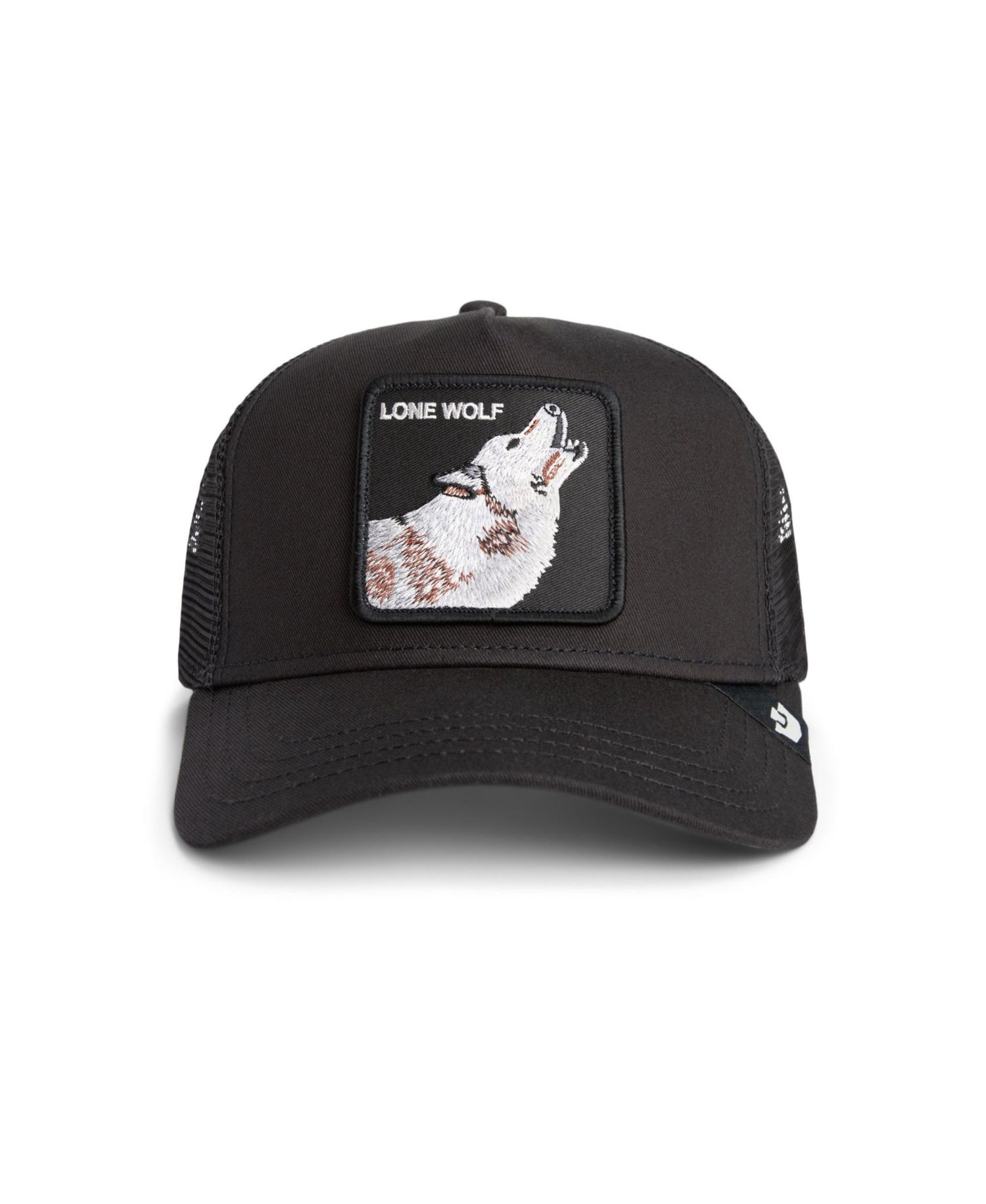 Men's Black Lone Wolf Adjustable Trucker Hat