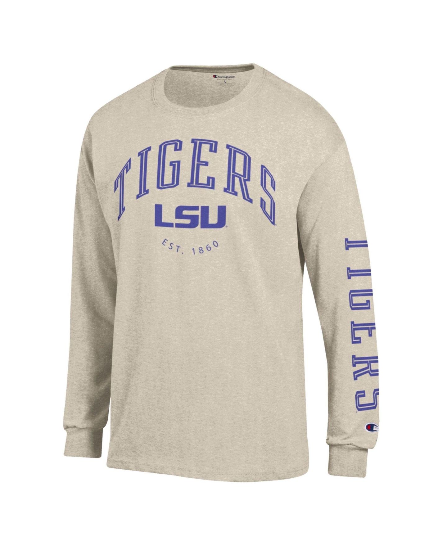 Мужская футболка Champion Heather Oatmeal LSU Tigers Neutral Arch Long-Sleeve — фото 2