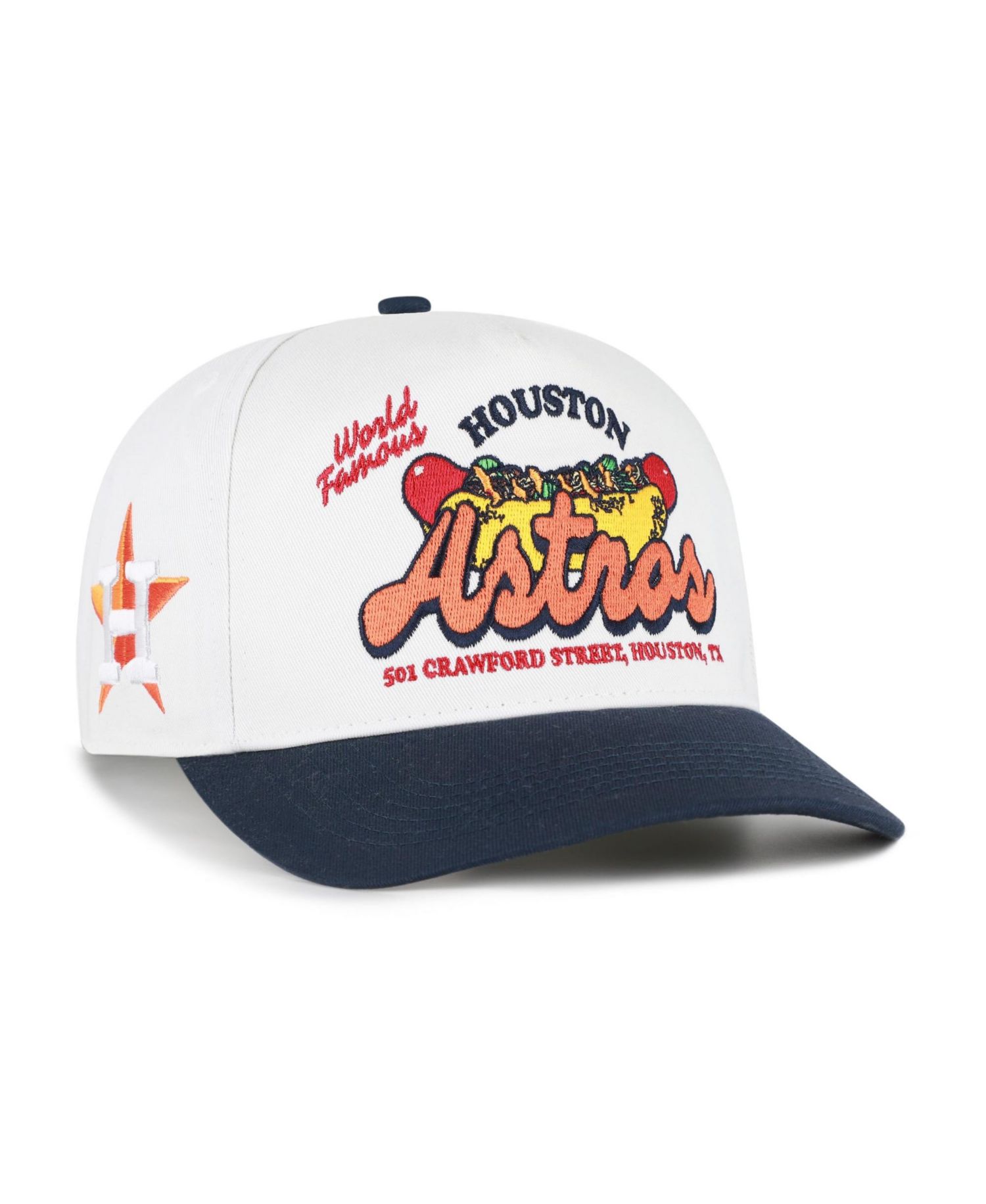 Men's '47 White/Navy Houston Astros Glizzy Collection Hitch Adjustable Hat