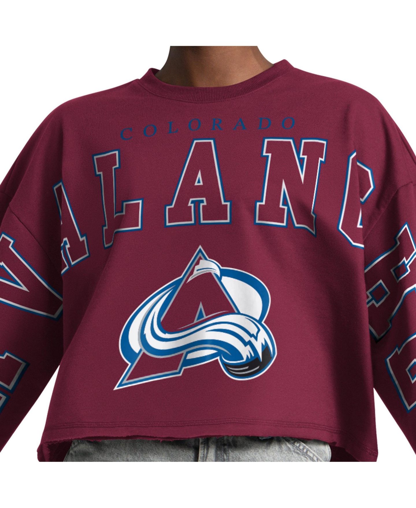 Женская толстовка Starter Maroon Colorado Avalanche Bleachers Cropped Drop Shoulder — фото 3