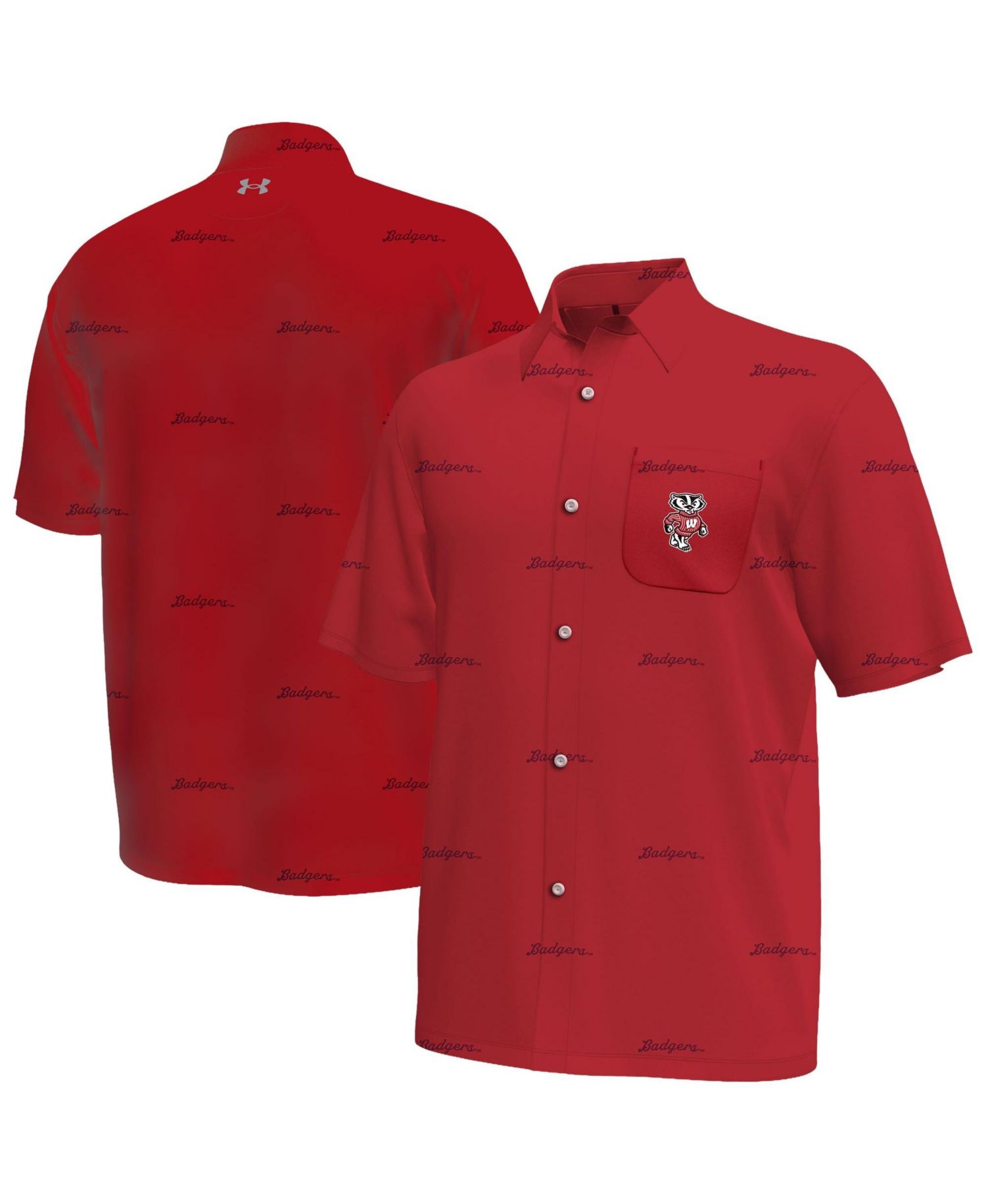 Men's Red Wisconsin Badgers Gameday Armourfuse Button-Up Shirt