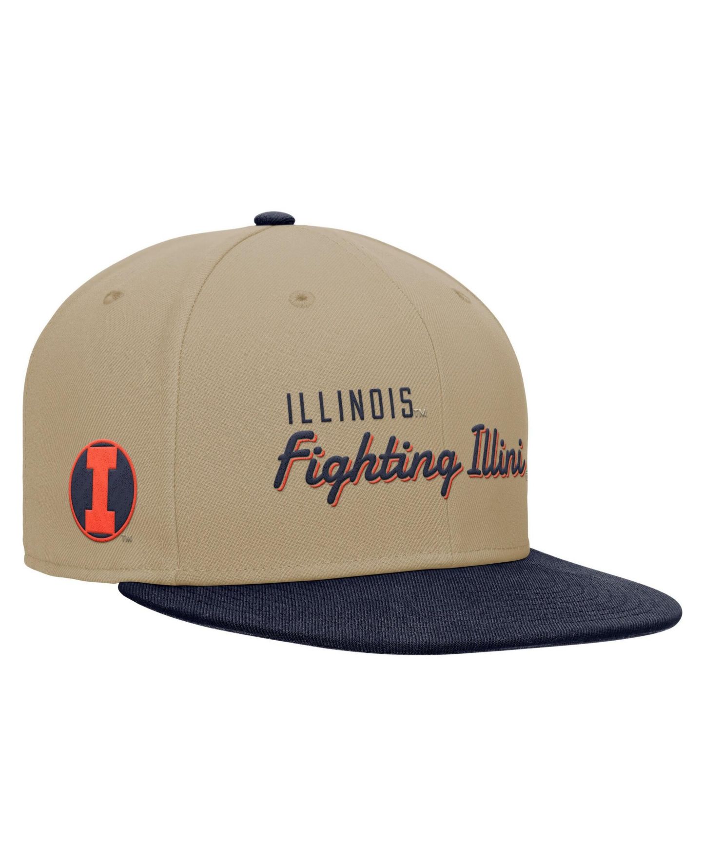 Мужская кепка Nike Beige/Navy Illinois Fighting Illini Pro Dri-FIT Snapback Hat — фото 1