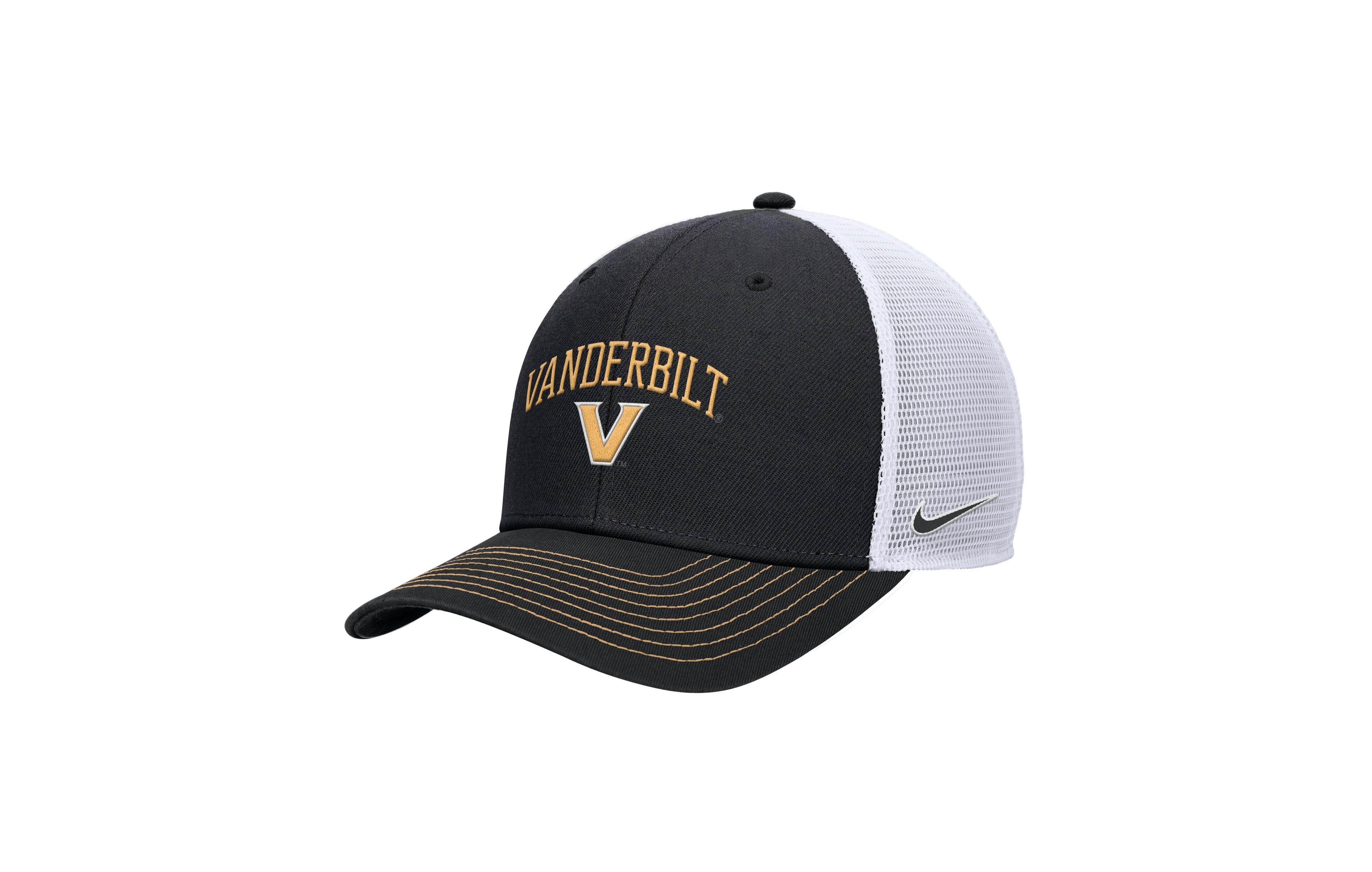 Nike Men's Black Vanderbilt Commodores Rise Adjustable Trucker Hat