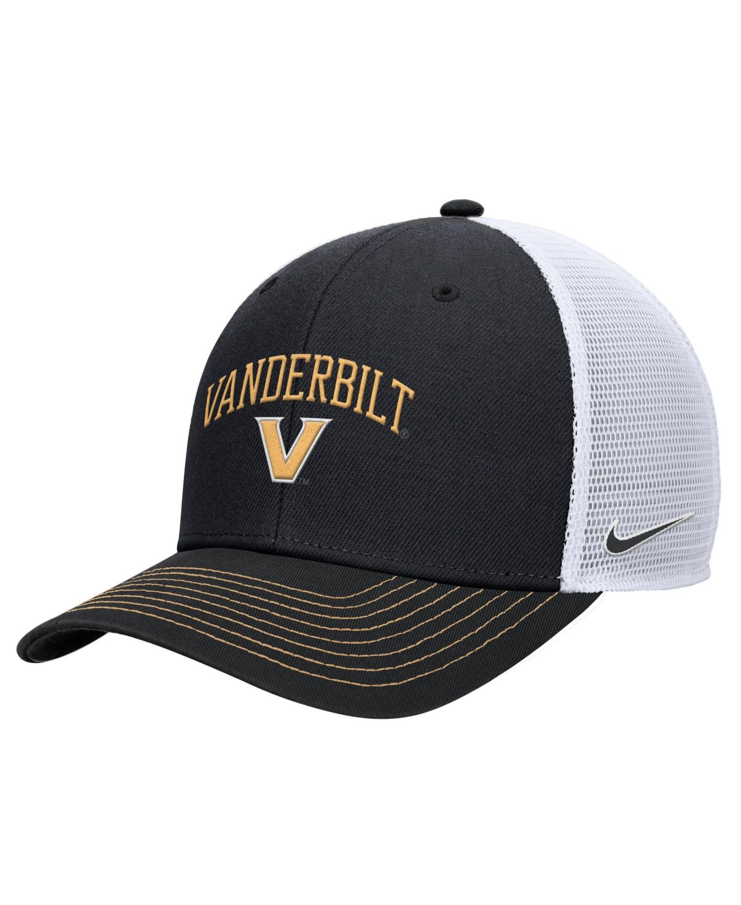 Men's Black Vanderbilt Commodores Rise Adjustable Trucker Hat