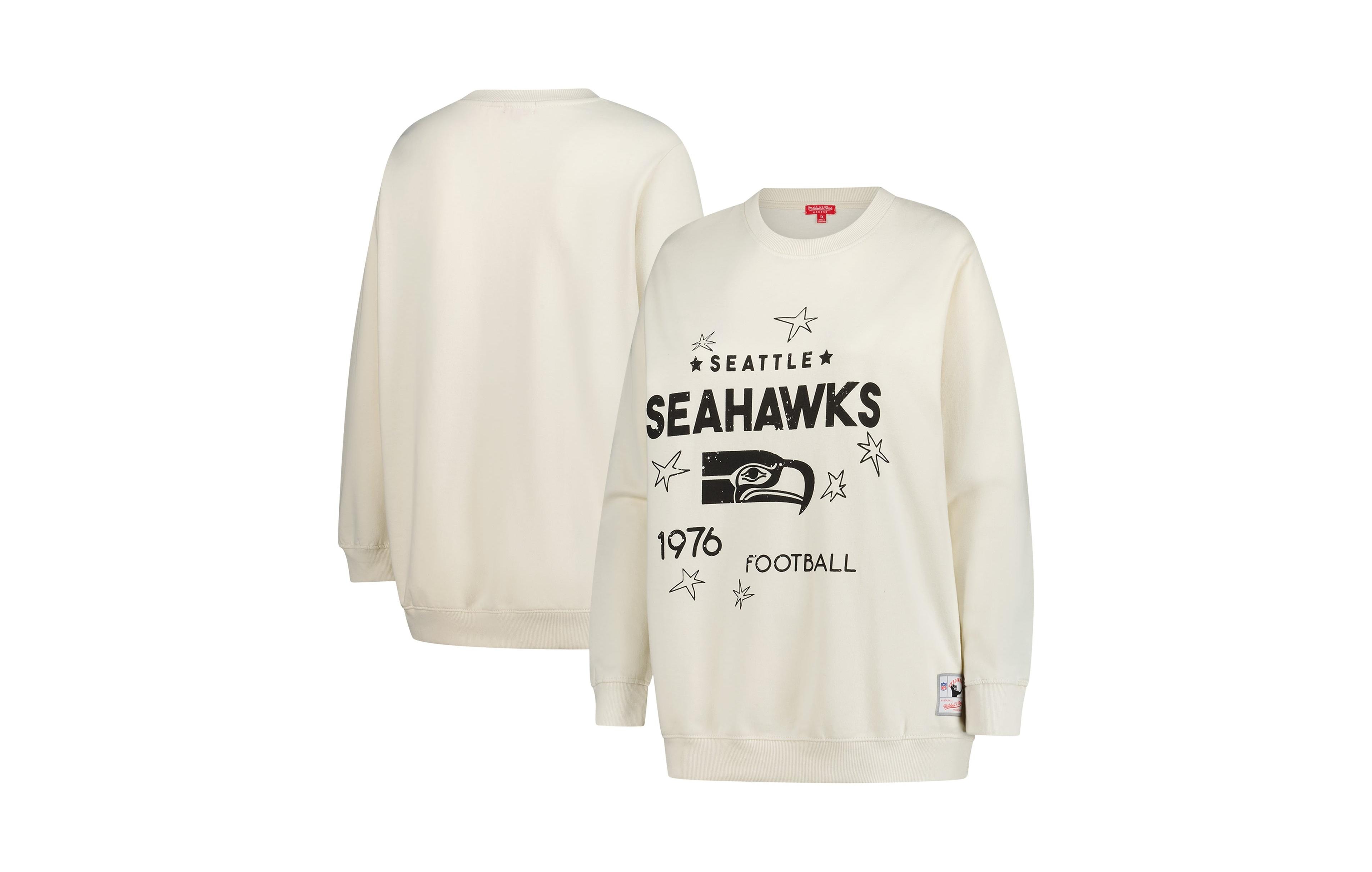 Mitchell & Ness Women's Cream Seattle Seahawks Plus Shooting Star Sweatshirt