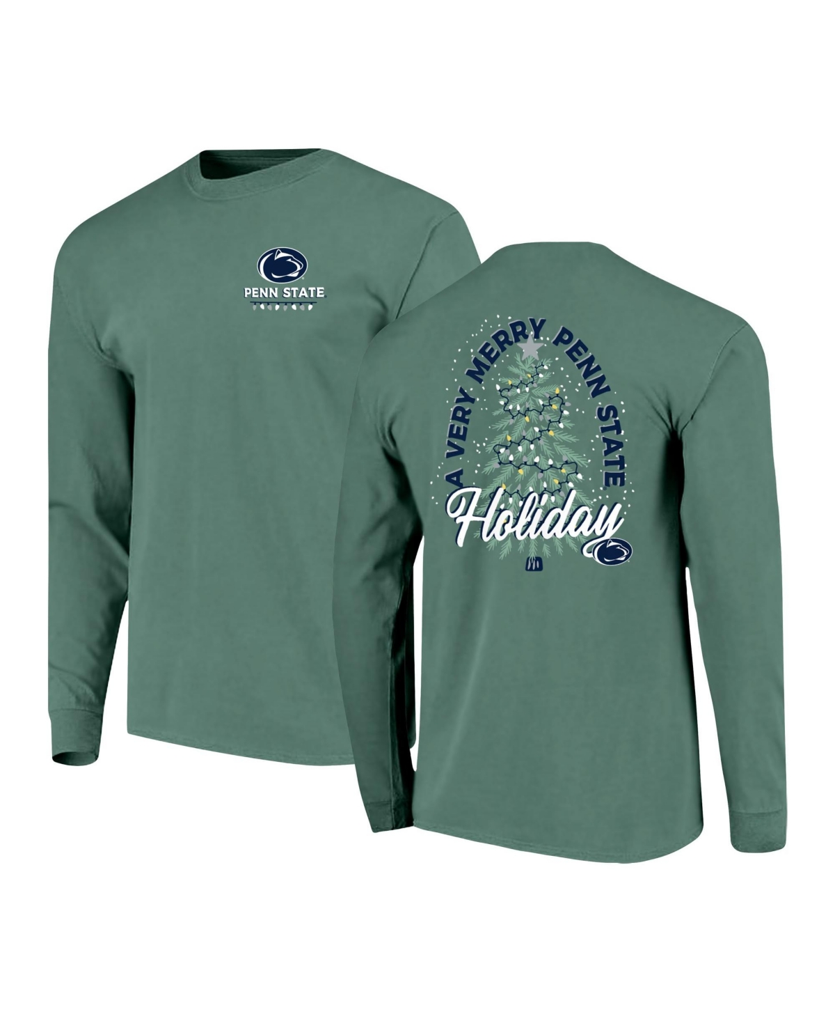 Image One Men's Green Penn State Nittany Lions Comfort Colors Merry Christmas Tree Long Sleeve T-shirt