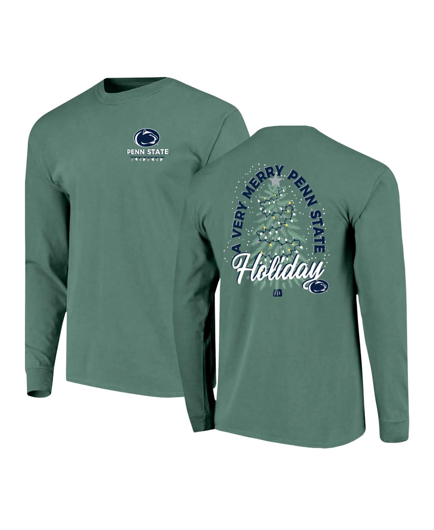 Men's Green Penn State Nittany Lions Comfort Colors Merry Christmas Tree Long Sleeve T-Shirt