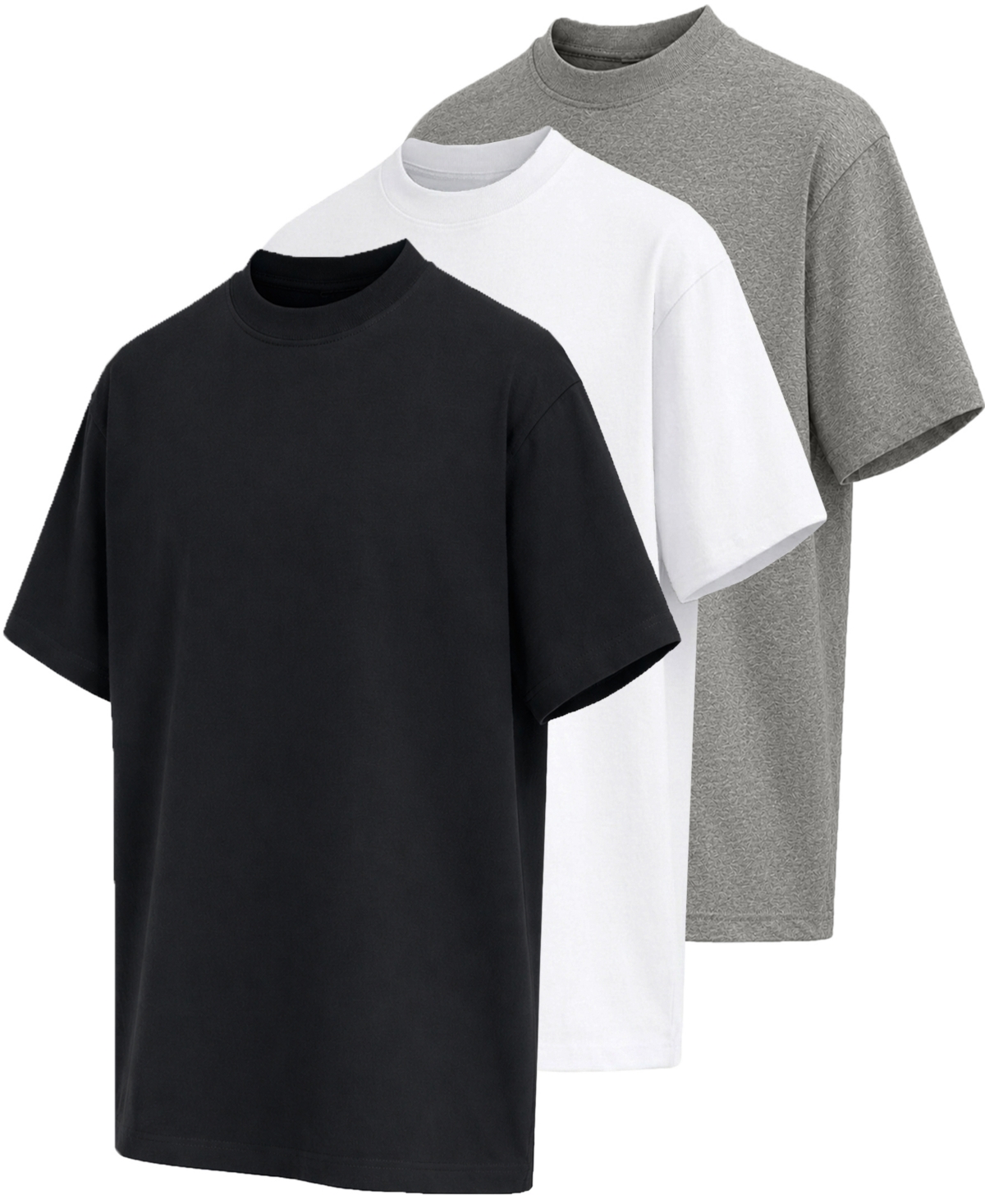 Blu Rock Men's Heavyweight Cotton Drop-shoulder T-shirt, 3-pack In Black White Gray