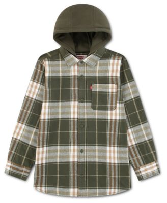 Boys' 8-20 Hooded Plaid Flannel Long-Sleeve Shirt