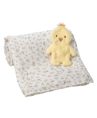 Baby Ducky Cotton Muslin Swaddle Blanket and Lovey, 2-Piece Set