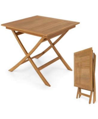 32-Inch Square Folding Patio Dining Table for 4 with Slatted Top
