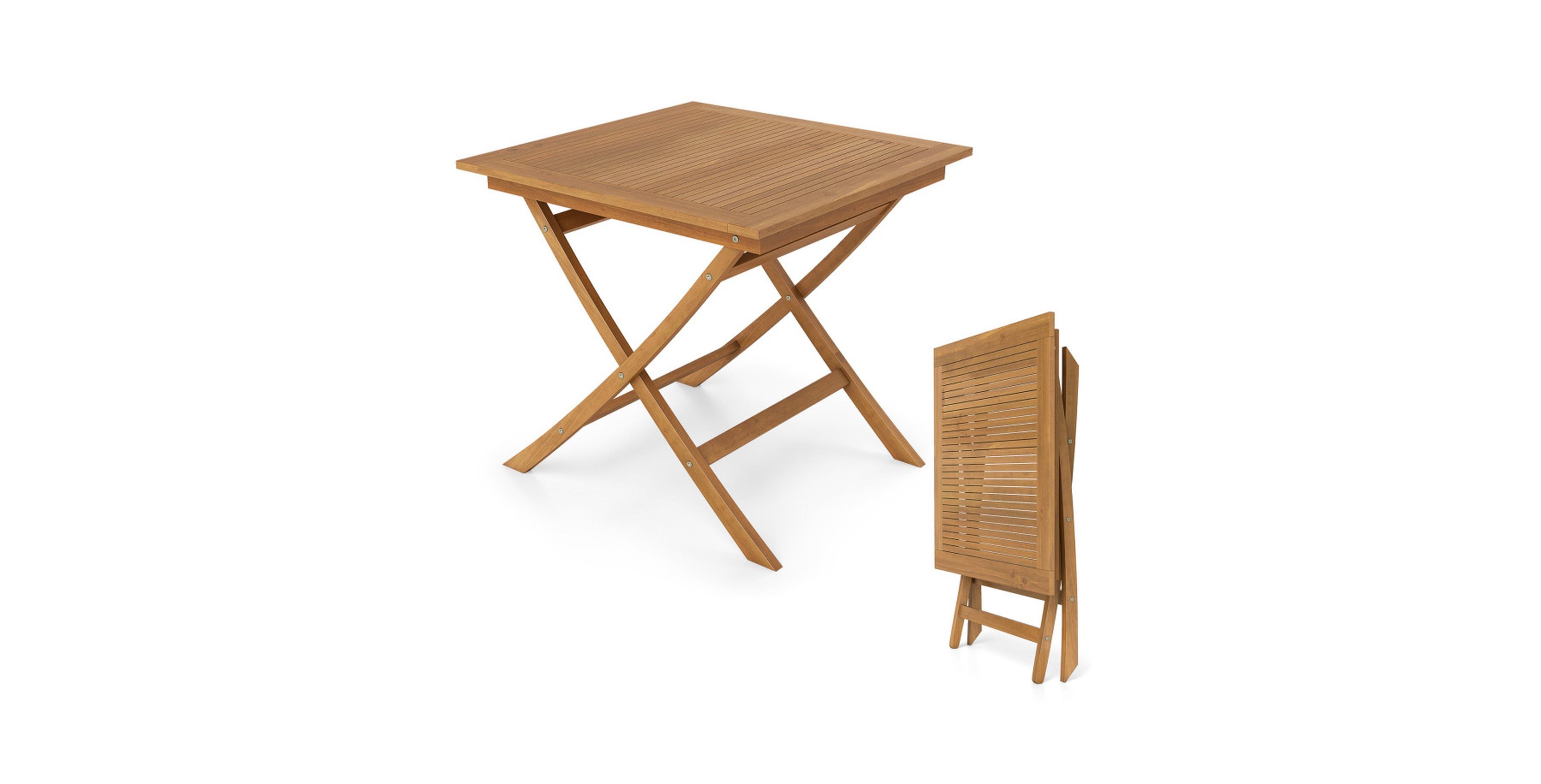 Gouun 32-Inch Square Folding Patio Dining Table for 4 with Slatted Top