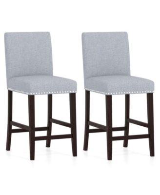 Nailhead Trimmed Counter Height Chairs Set of 2 with 4.5 Inch Padded Seat