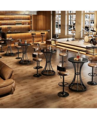 Round Bar Table with Curved Metal Base, 37.4" H Pub Table