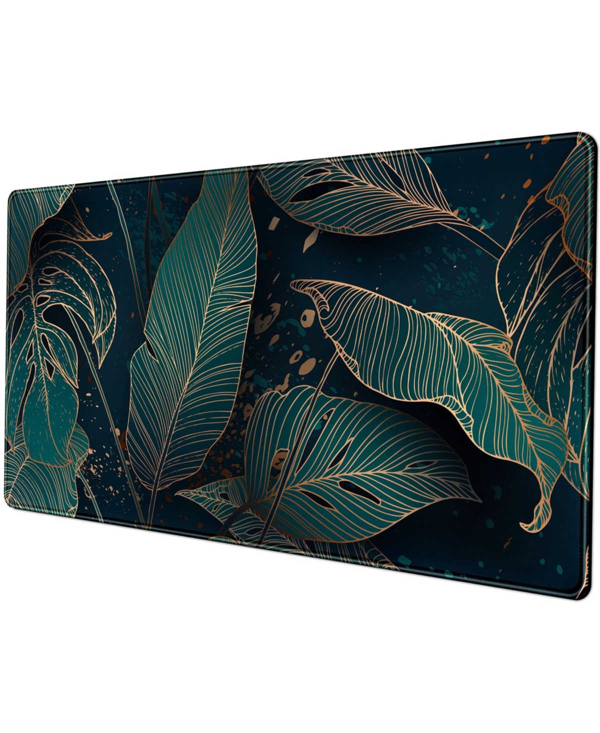 Lofree Xxl Anime Gaming Desk Mat Compatible with Laptops, Keyboards, and Mice - Green gold palm leaves