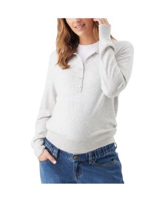 Maternity Piper Collared Long-Sleeve Relaxed-Fit Sweater
