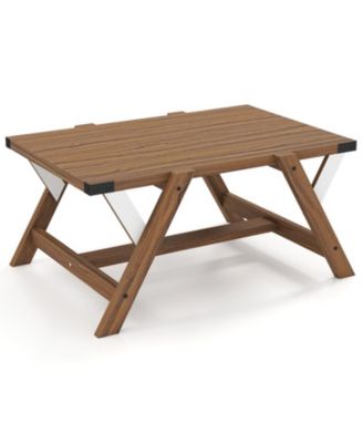 35.5 Inch Farmhouse Coffee Table with Decorative Nailhead Accents