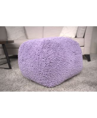 Spongy Microfiber Square Ottoman Pouf, Plush Chenille Floor Foot Stool for Bedroom Living Room
