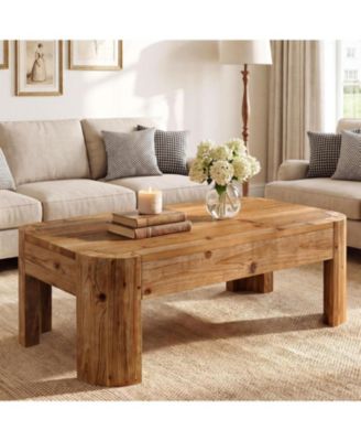 47.24" Solid Wood Coffee Table with Chunky Legs
