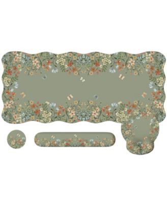 Wildflower Desk Protector Set With Wrist Rest Coaster Ergonomic Mouse Pad