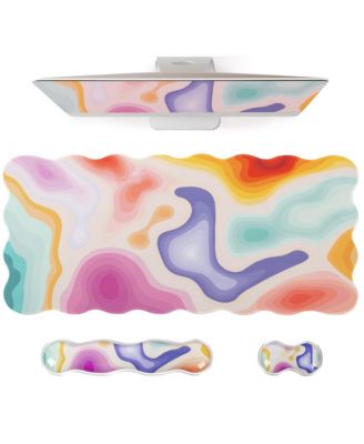 Scalloped Gel Desk Mat, Keyboard Wrist Rest, and Mouse Wrist Rest, 3-Piece Set [Compatible with 65%-75% Keyboards]