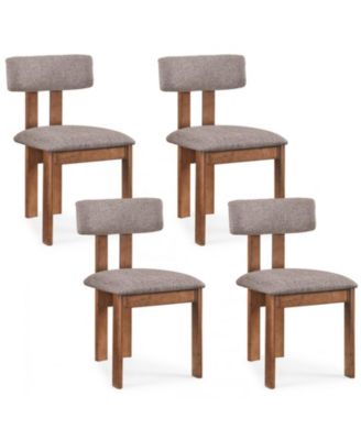 Upholstered Rubber Wood Dining Chairs Set of 4 with Curved Backrest