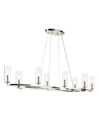 Harpin 8 Light Linear Chandelier Clear Glass in Polished Nickel