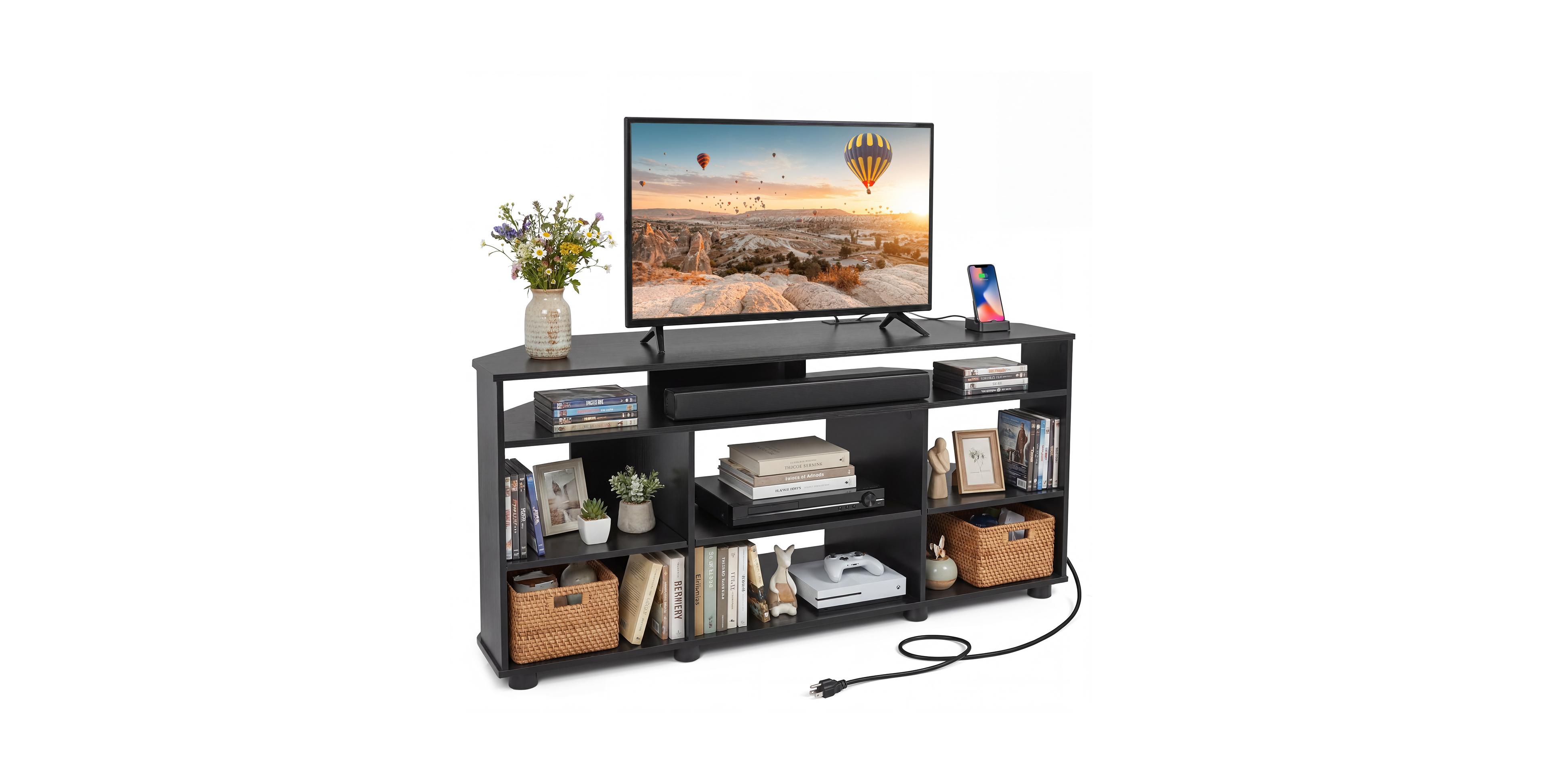 Costway Corner Tv Stand for TVs up to55 Inch,4-Tier Entertainment Center