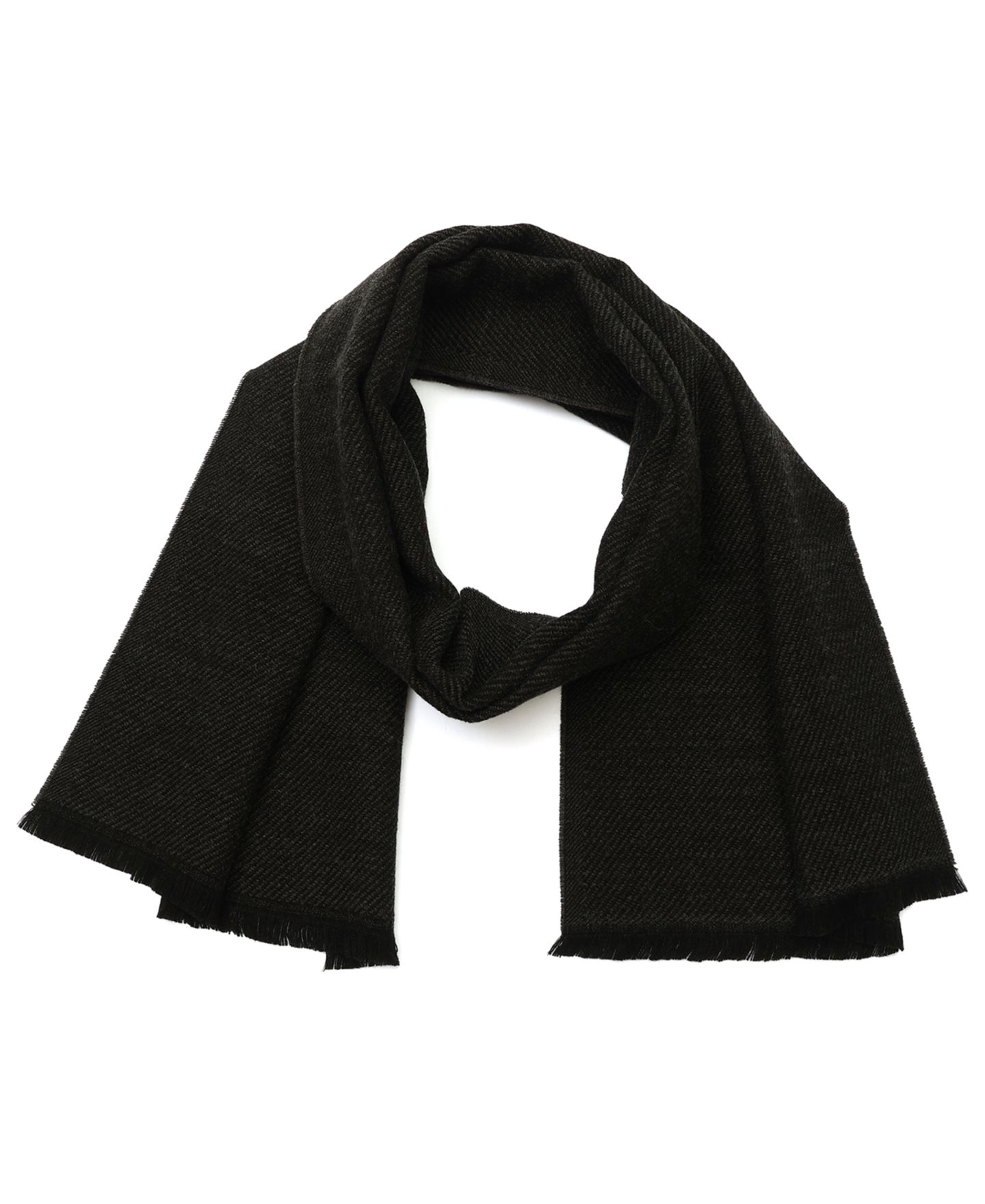 Мужской шарф Calvin Klein One Size Fringed Twill Yarn Dye Winter, цвет: Чёрный — фото 1
