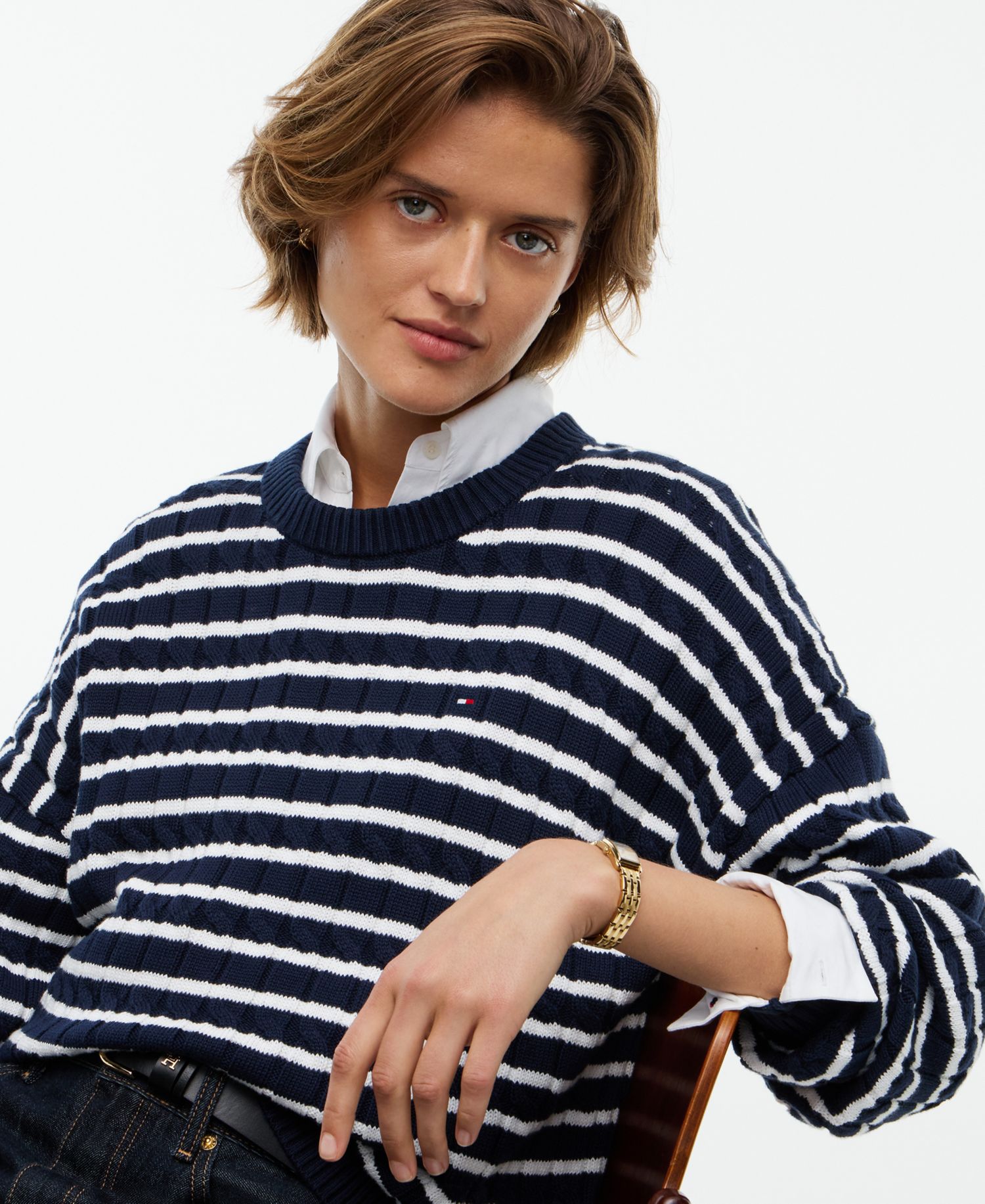Women's Cable-Knit Crewneck Sweater
