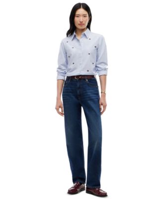 Women's Oxford Striped Embroidered Long-Sleeve Shirt