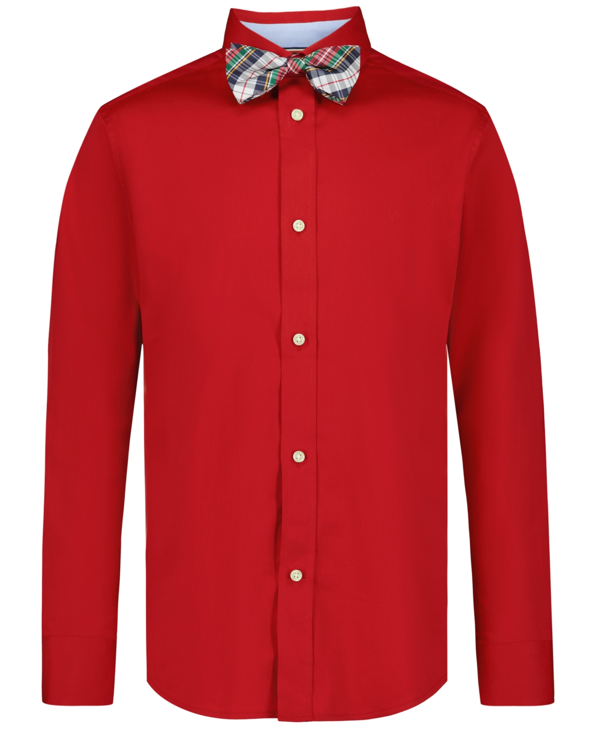 Tommy Hilfiger Boys' 8-20 Long-Sleeve Stretch Point-Collar Shirt and Bow Tie, 2-Piece Set - Red