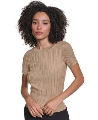 Women's Ribbed Fitted Crewneck Pullover Sweater