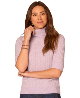 Women's Cable-Knit Turtleneck Elbow-Length Sweater
