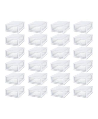 16 Quart Clear Plastic Stacking Storage Drawer Container Box, 24 Pack
