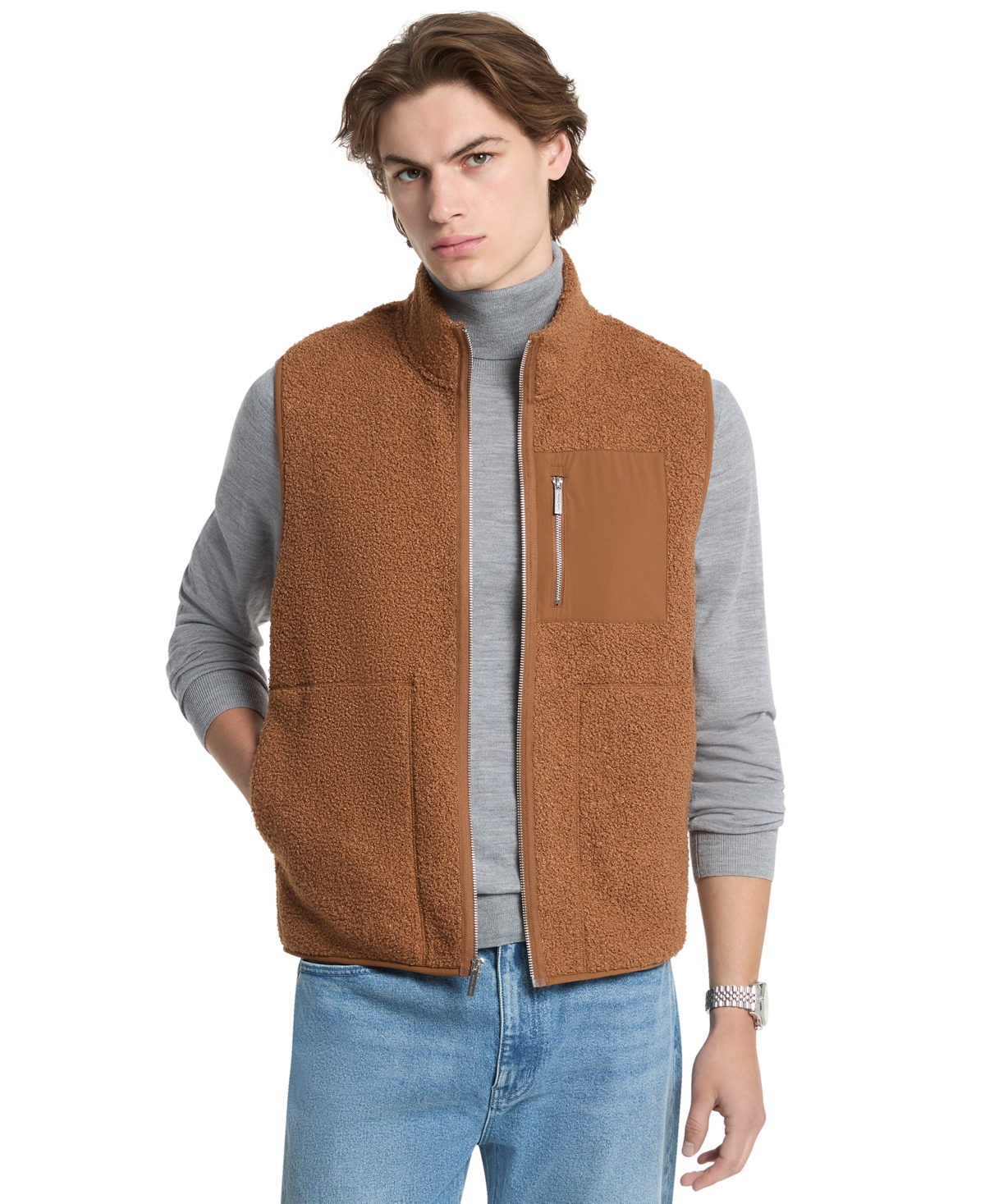 Michael Kors Men's Boucle Stand-Collar Regular-Fit Vest