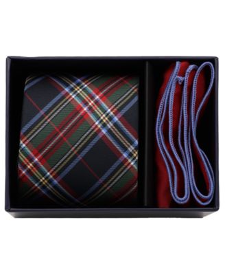 Men's 2-Piece Tartan Plaid Tie and Pocket Square Half Box Set