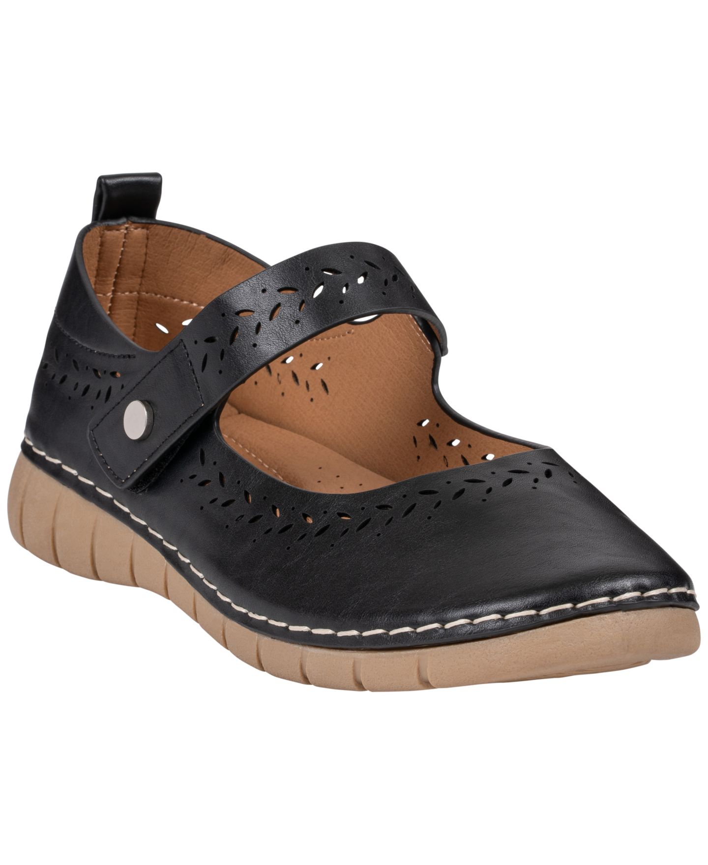 Женские балетки GC Shoes Mesa Mary Jane с лазерной перфорацией, цвет: Чёрный — фото 1